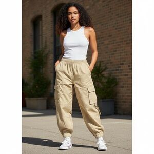 Forever 21 Cotton Twill Pull-On Cargo Jogger Pants